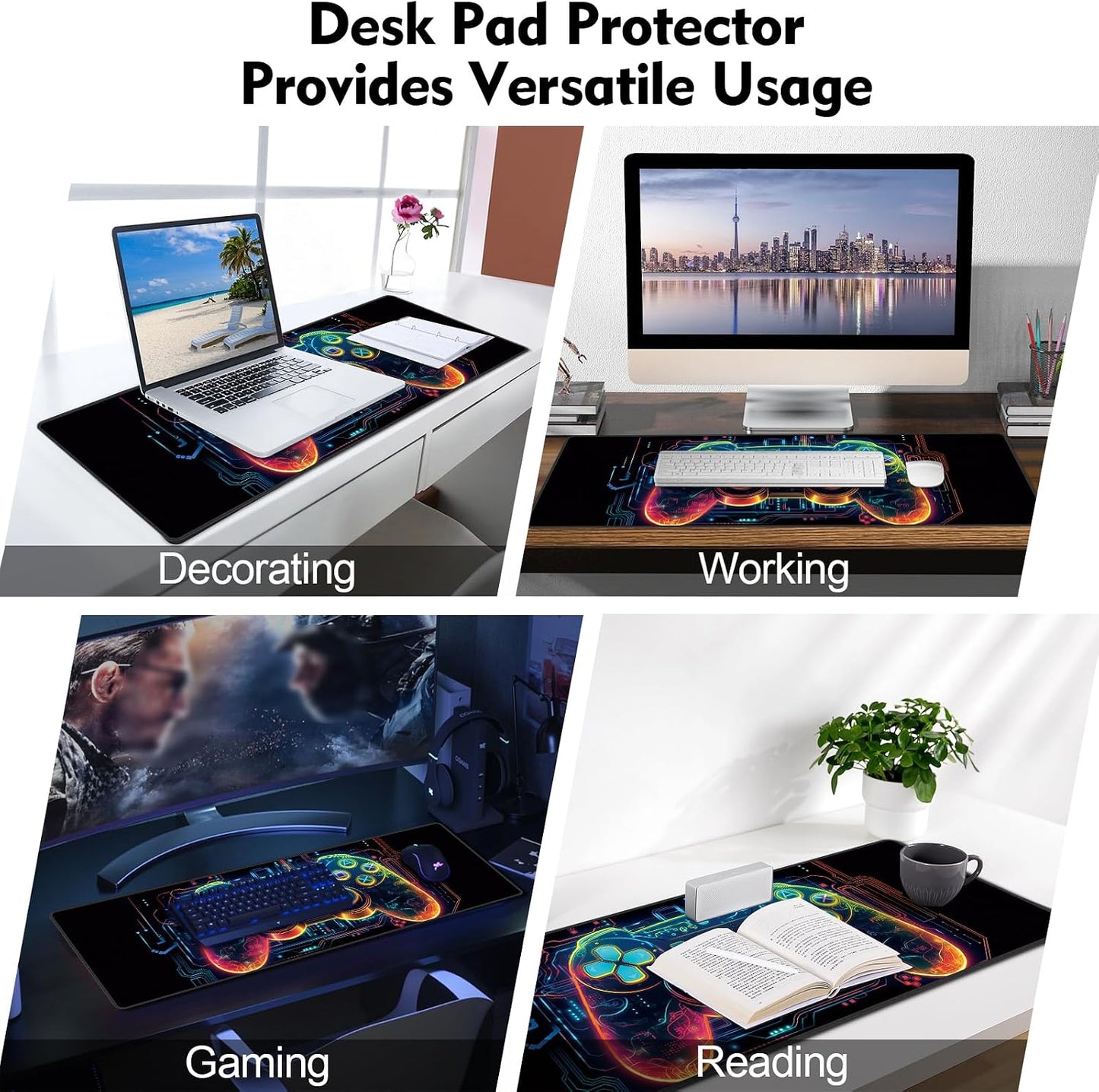 Gaming Mouse Pad XXL XL Large Long Extended Big Mousepad Non-Slip Rubber Keyboard Mouse Pad with Stitched Edges for Laptop Home Office (31.5X11.8X0.08 Inch) … (Handle)