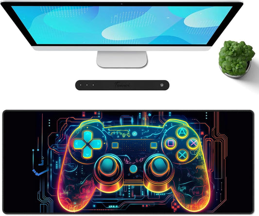 Gaming Mouse Pad XXL XL Large Long Extended Big Mousepad Non-Slip Rubber Keyboard Mouse Pad with Stitched Edges for Laptop Home Office (31.5X11.8X0.08 Inch) … (Handle)
