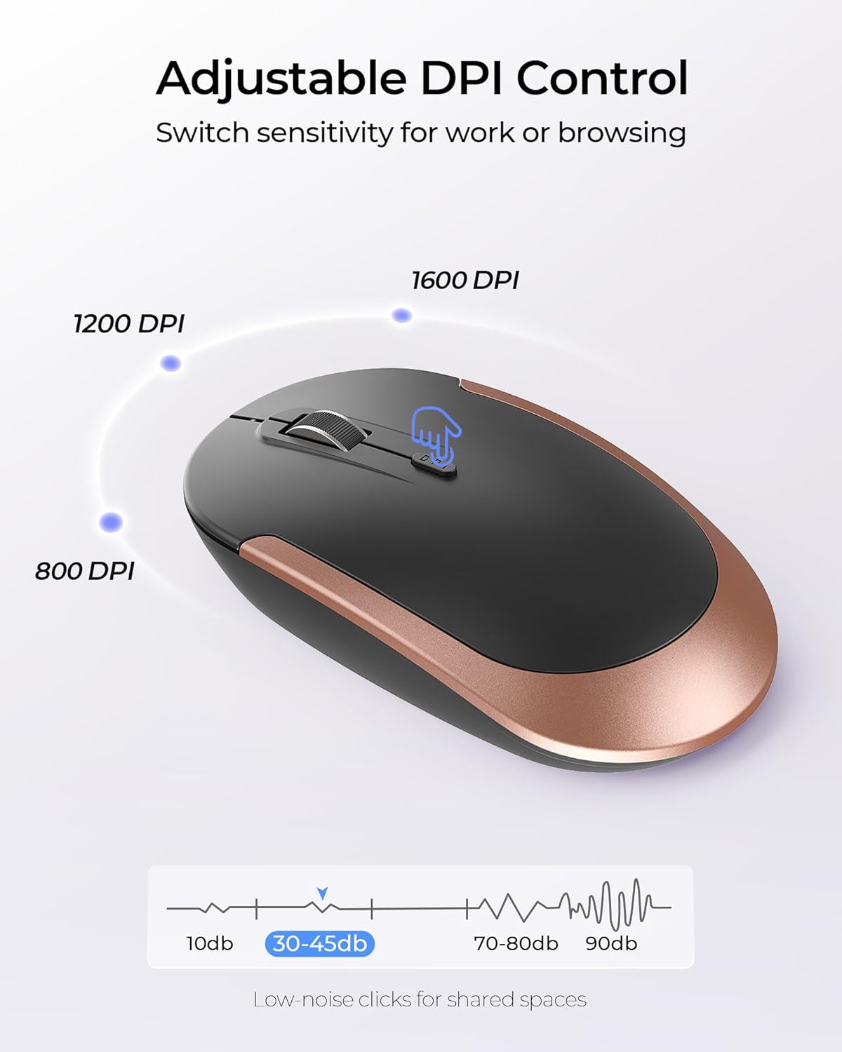 Rechargeable Wireless Keyboard and Mouse Combo, Rose Gold & Black
