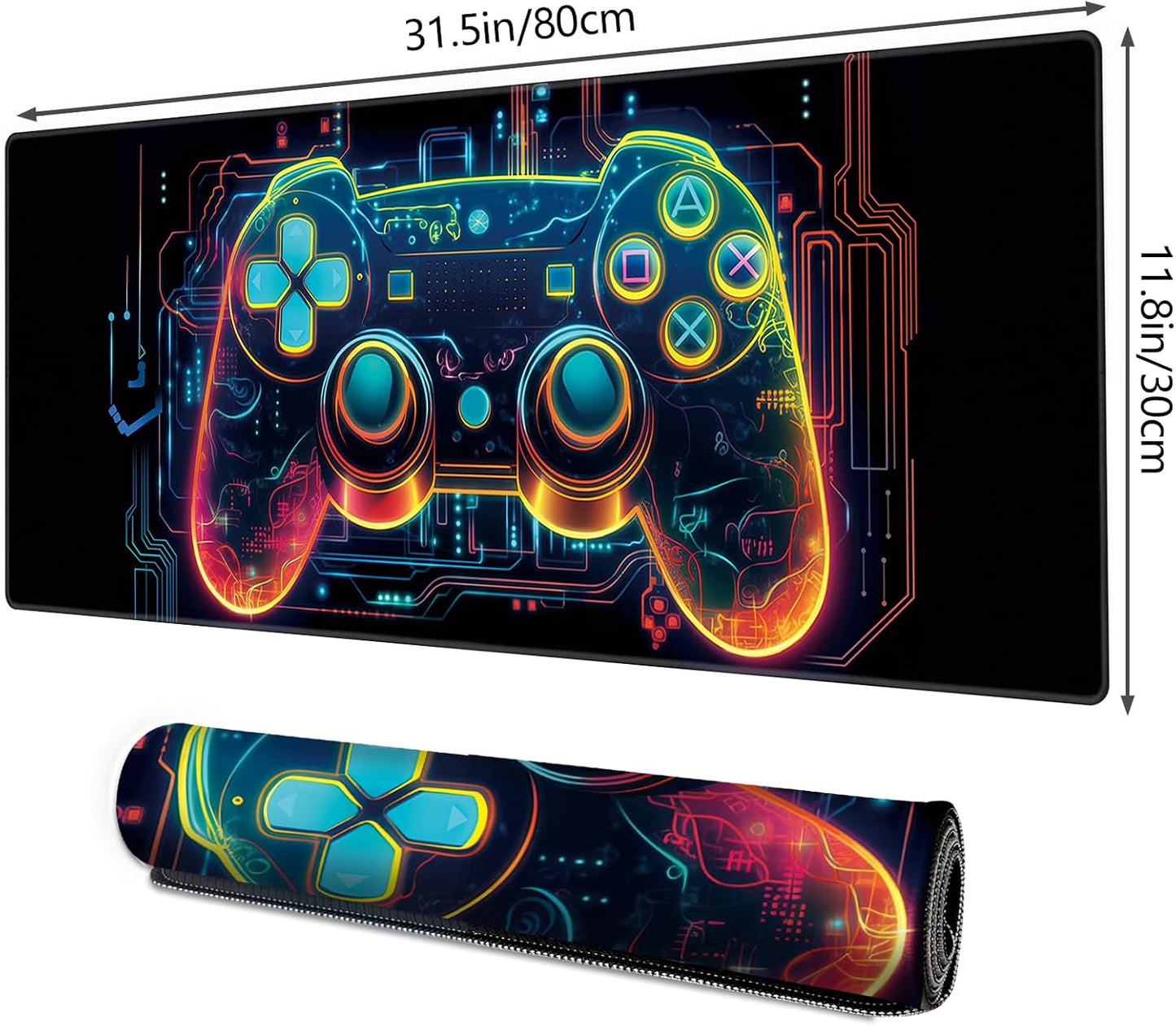 Gaming Mouse Pad XXL XL Large Long Extended Big Mousepad Non-Slip Rubber Keyboard Mouse Pad with Stitched Edges for Laptop Home Office (31.5X11.8X0.08 Inch) … (Handle)