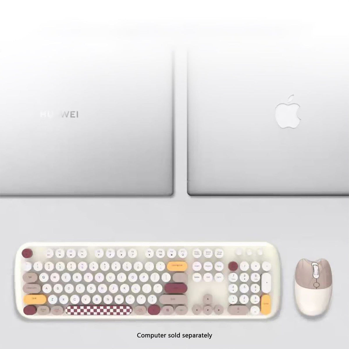 Wireless Keyboard & Mouse Combo - Silent Click, Colorful 104 Keys