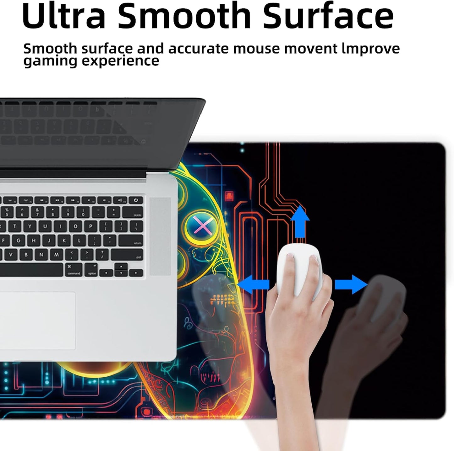 Gaming Mouse Pad XXL XL Large Long Extended Big Mousepad Non-Slip Rubber Keyboard Mouse Pad with Stitched Edges for Laptop Home Office (31.5X11.8X0.08 Inch) … (Handle)