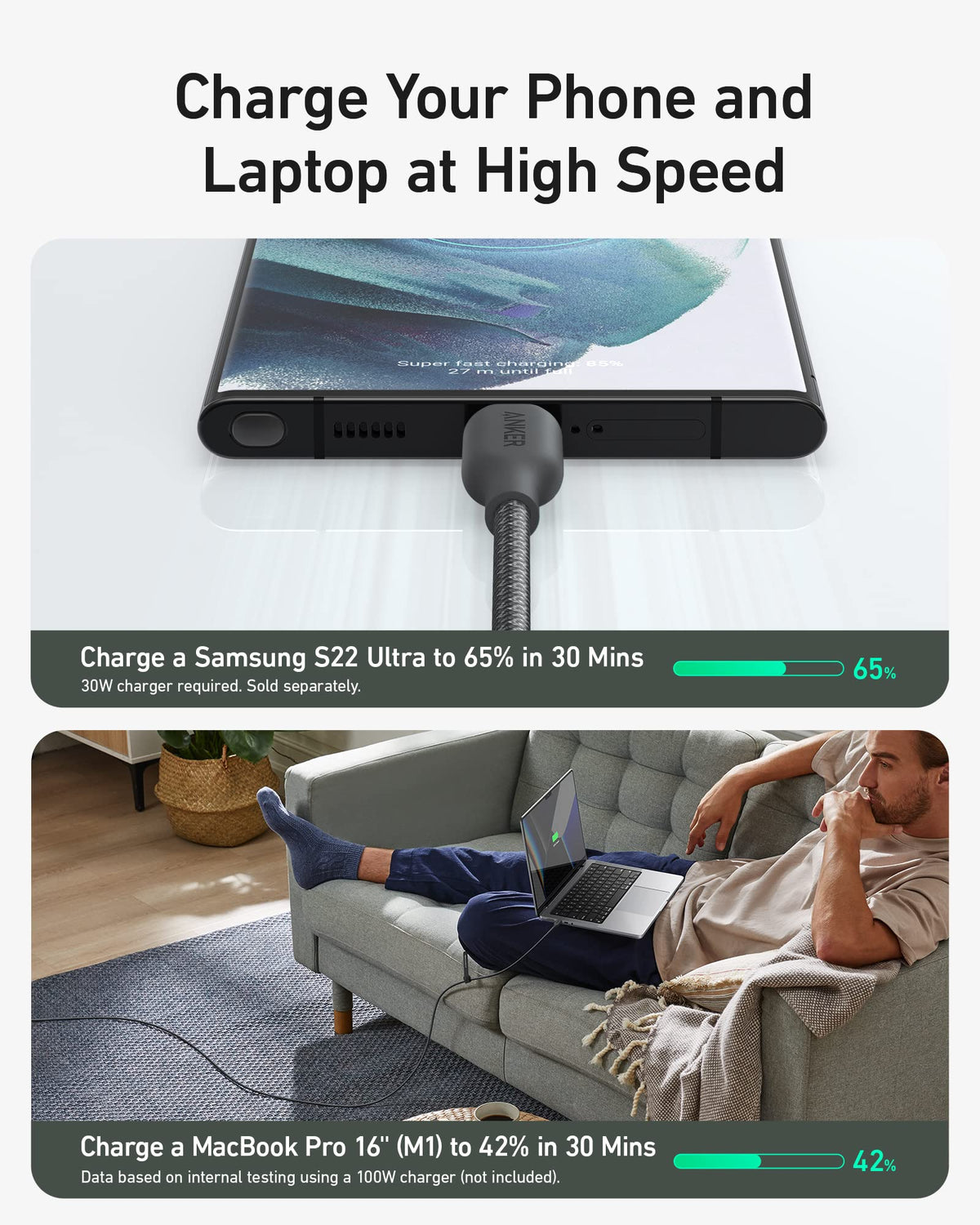 USB C to USB C Cable (240W, 10 ft) by Anker