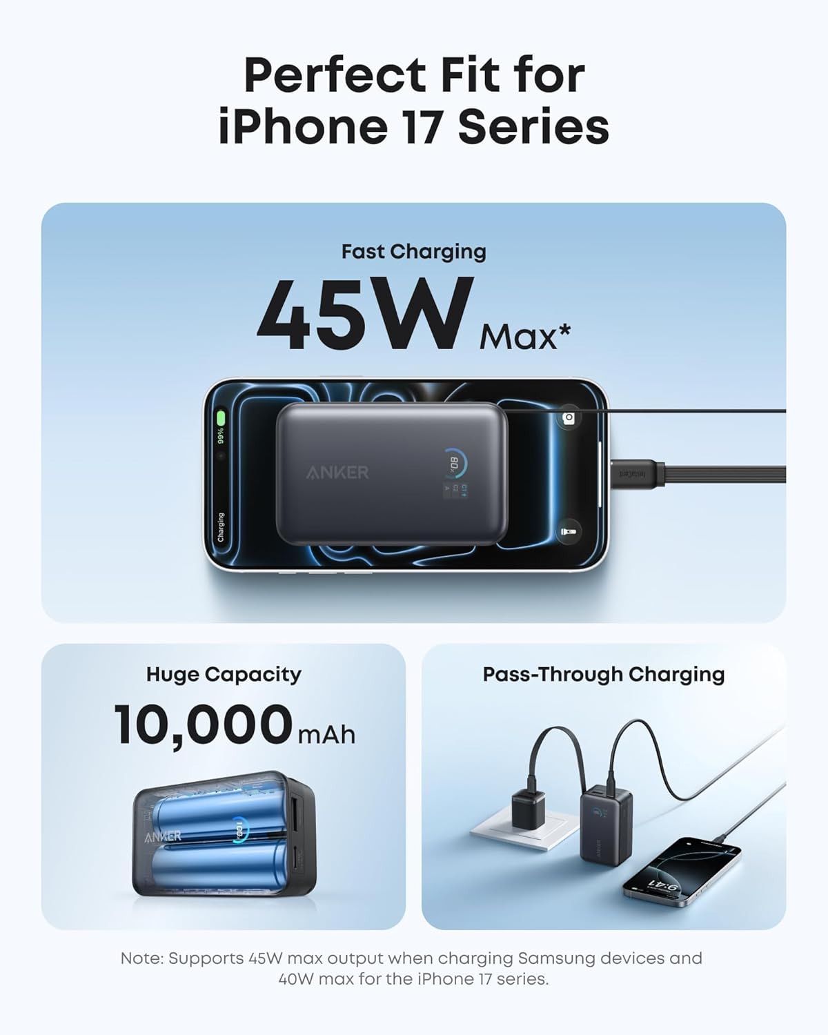 Nano Power Bank (10K, 45W, Built-In Retractable USB-C Cable) by Anker