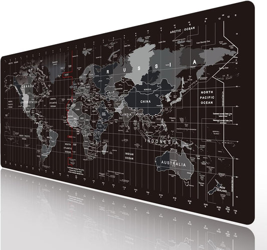 World Map Large Gaming Mouse Pad Extended Xxl(900X400X3Mm) Mouse Mat Long Desk Pad with Stitched Edges for Keyboard Home Office Gaming Work Big Desk Pad