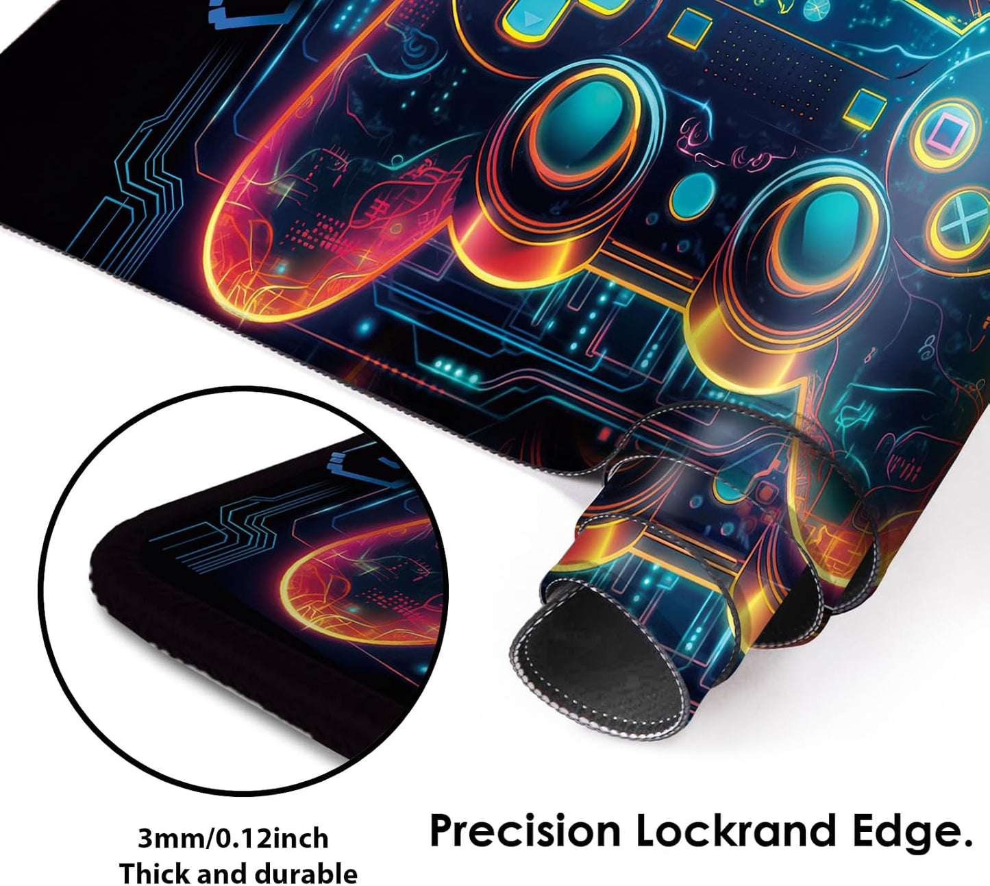 Gaming Mouse Pad XXL XL Large Long Extended Big Mousepad Non-Slip Rubber Keyboard Mouse Pad with Stitched Edges for Laptop Home Office (31.5X11.8X0.08 Inch) … (Handle)