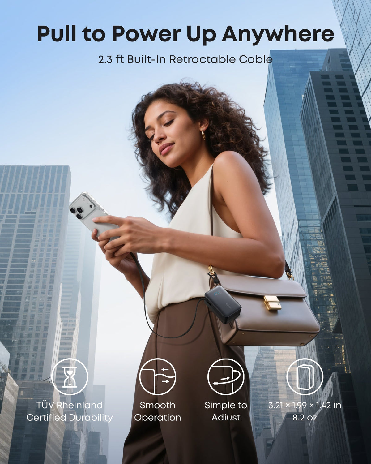 Nano Power Bank (10K, 45W, Built-In Retractable USB-C Cable) by Anker