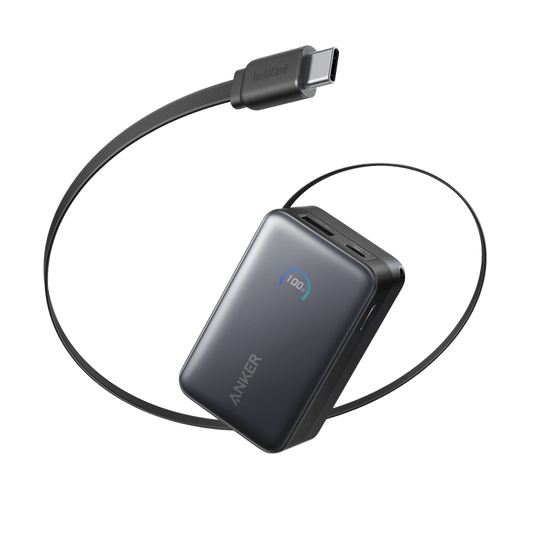 Nano Power Bank (10K, 45W, Built-In Retractable USB-C Cable) by Anker