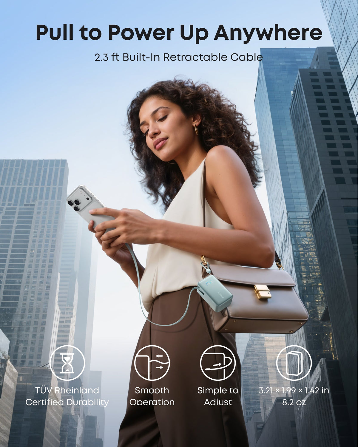 Nano Power Bank (10K, 45W, Built-In Retractable USB-C Cable) by Anker
