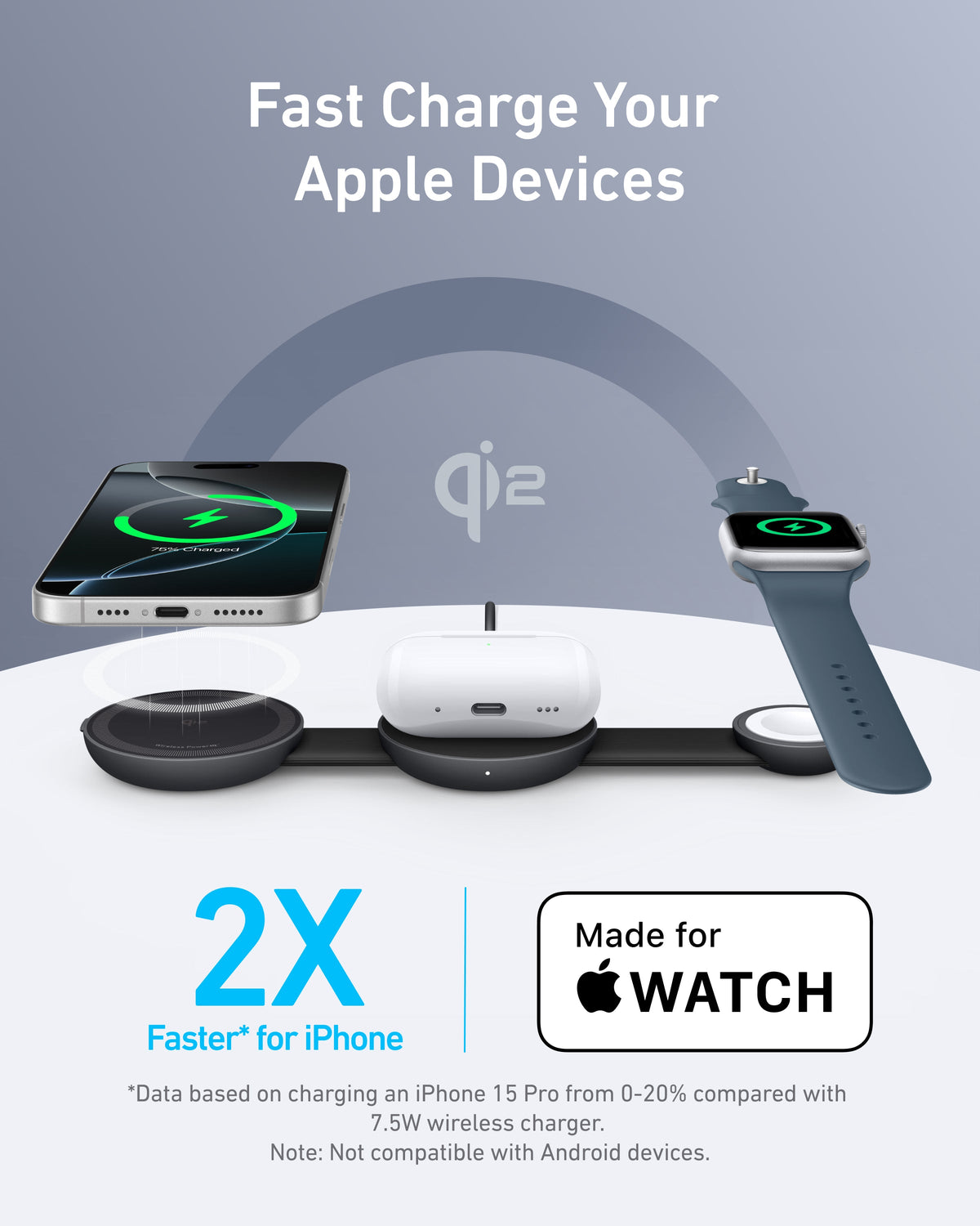 MagGo Wireless Charging Station (3-in-1, Foldable Pad) by Anker