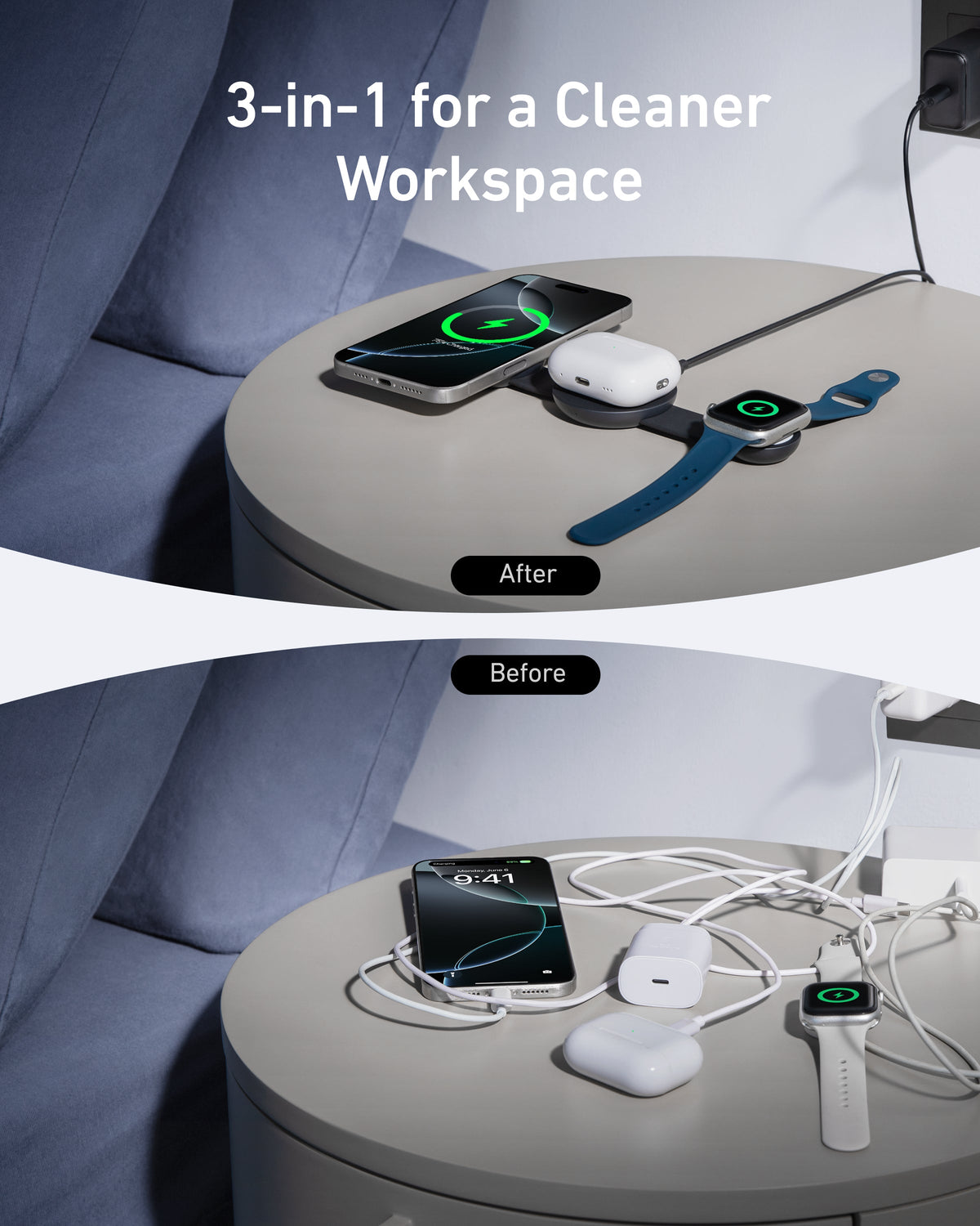 MagGo Wireless Charging Station (3-in-1, Foldable Pad) by Anker