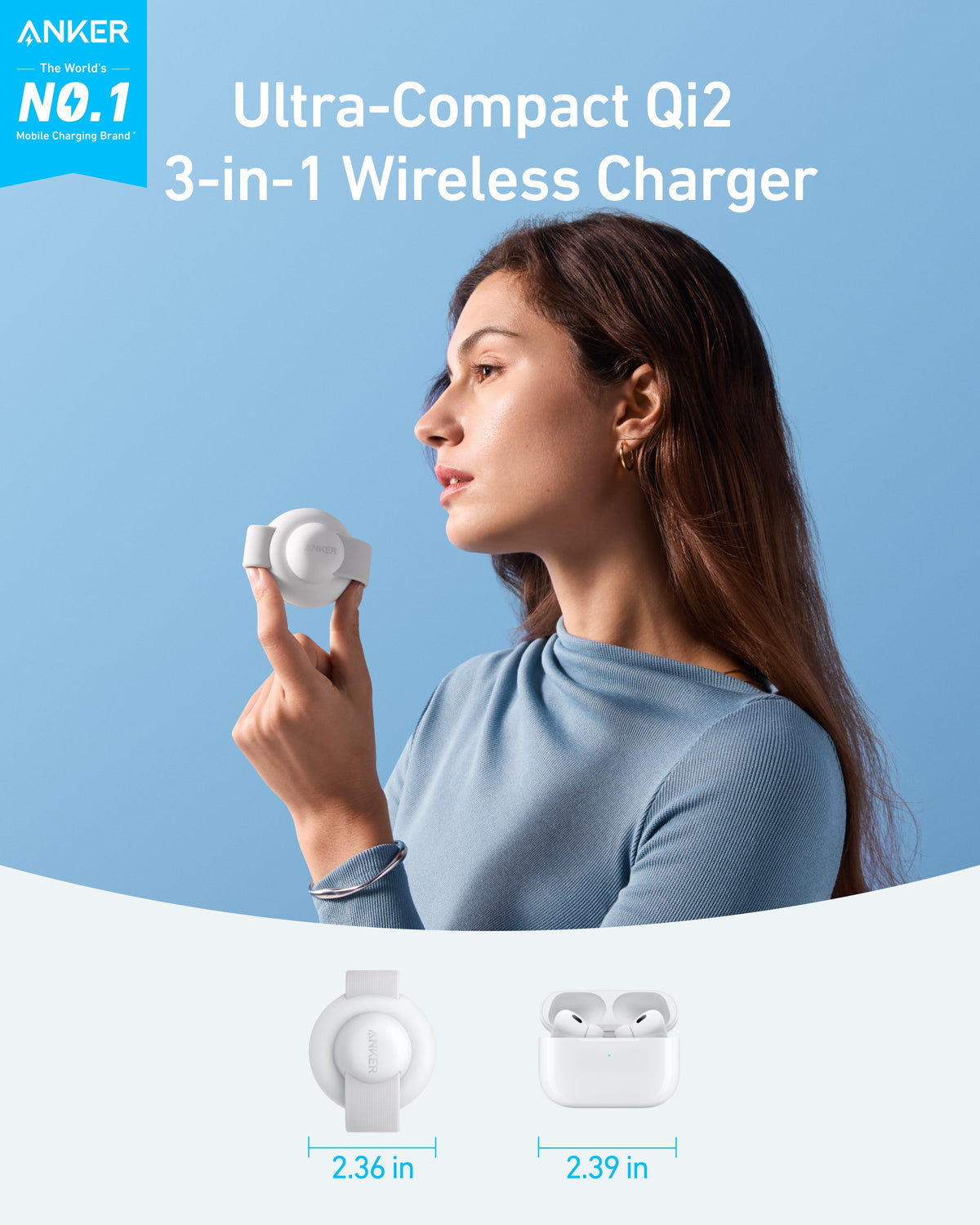 MagGo Wireless Charging Station (3-in-1, Foldable Pad) by Anker