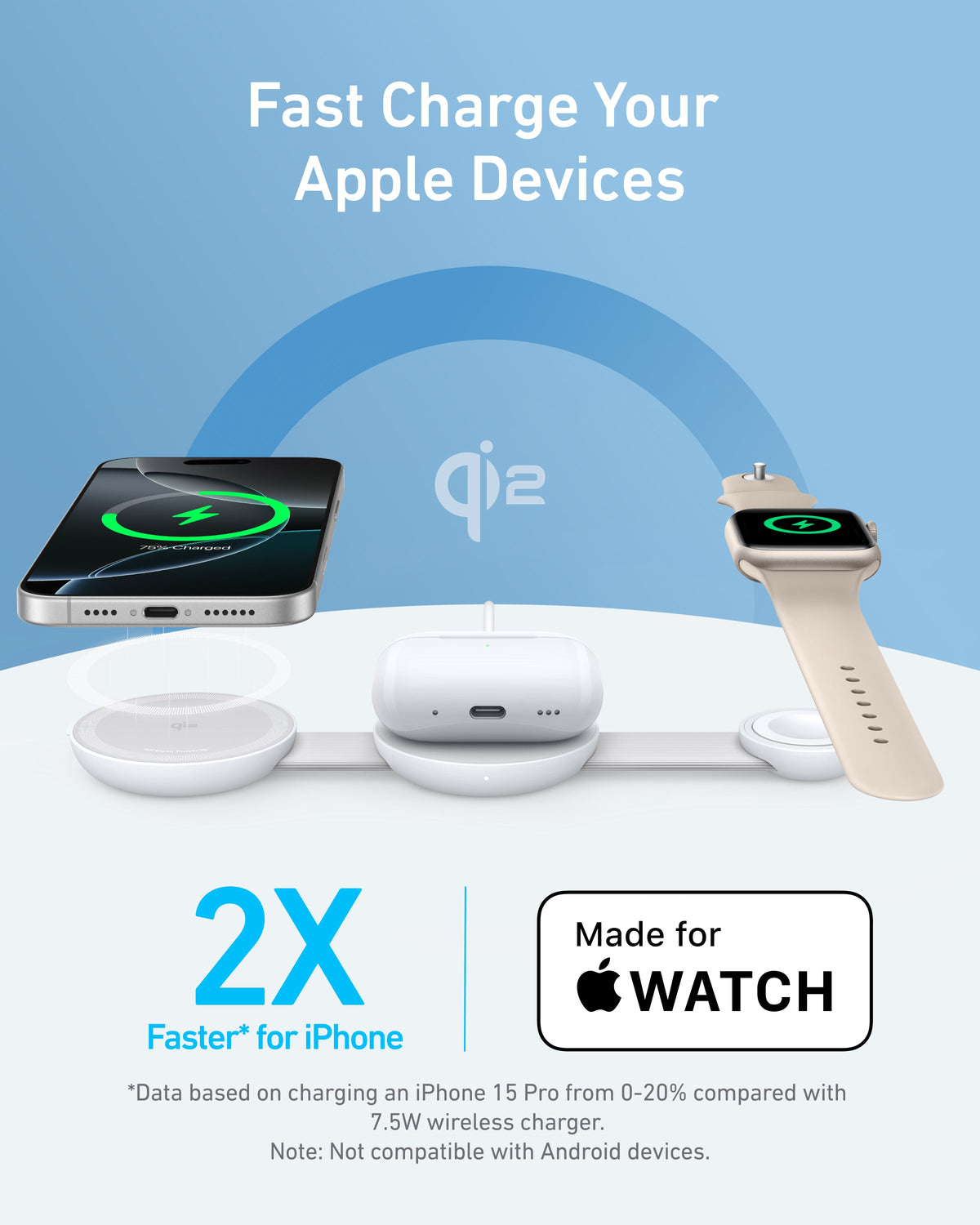 MagGo Wireless Charging Station (3-in-1, Foldable Pad) by Anker