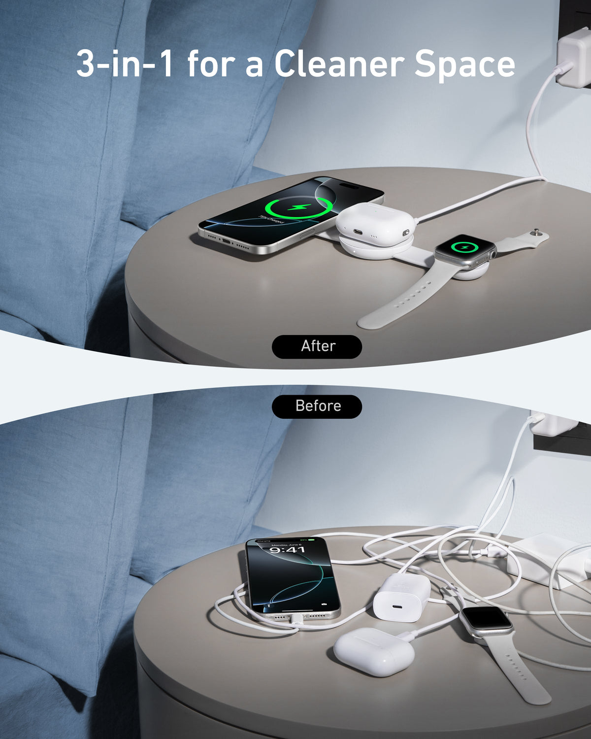 MagGo Wireless Charging Station (3-in-1, Foldable Pad) by Anker