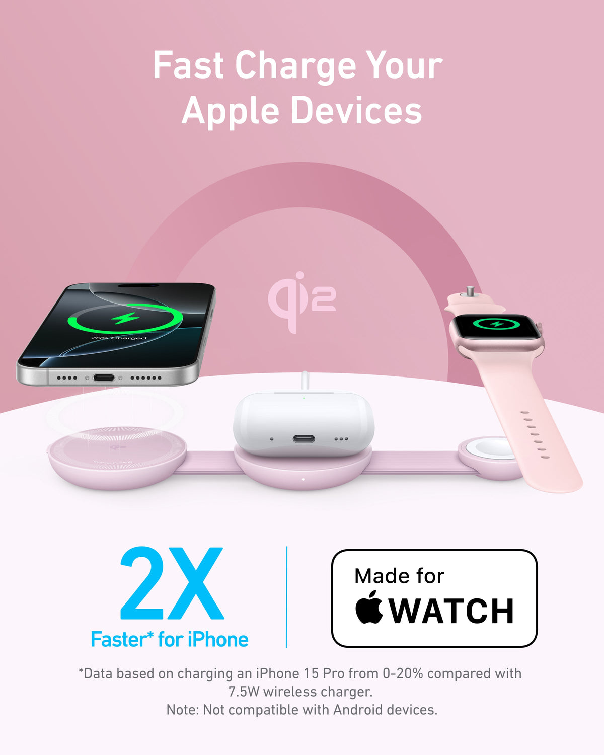 MagGo Wireless Charging Station (3-in-1, Foldable Pad) by Anker