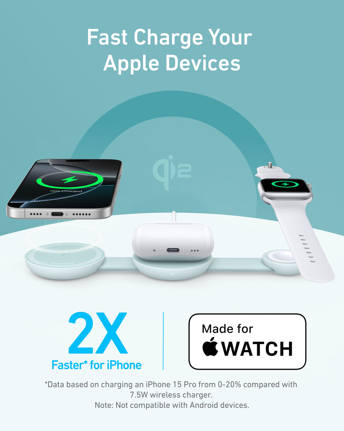MagGo Wireless Charging Station (3-in-1, Foldable Pad) by Anker