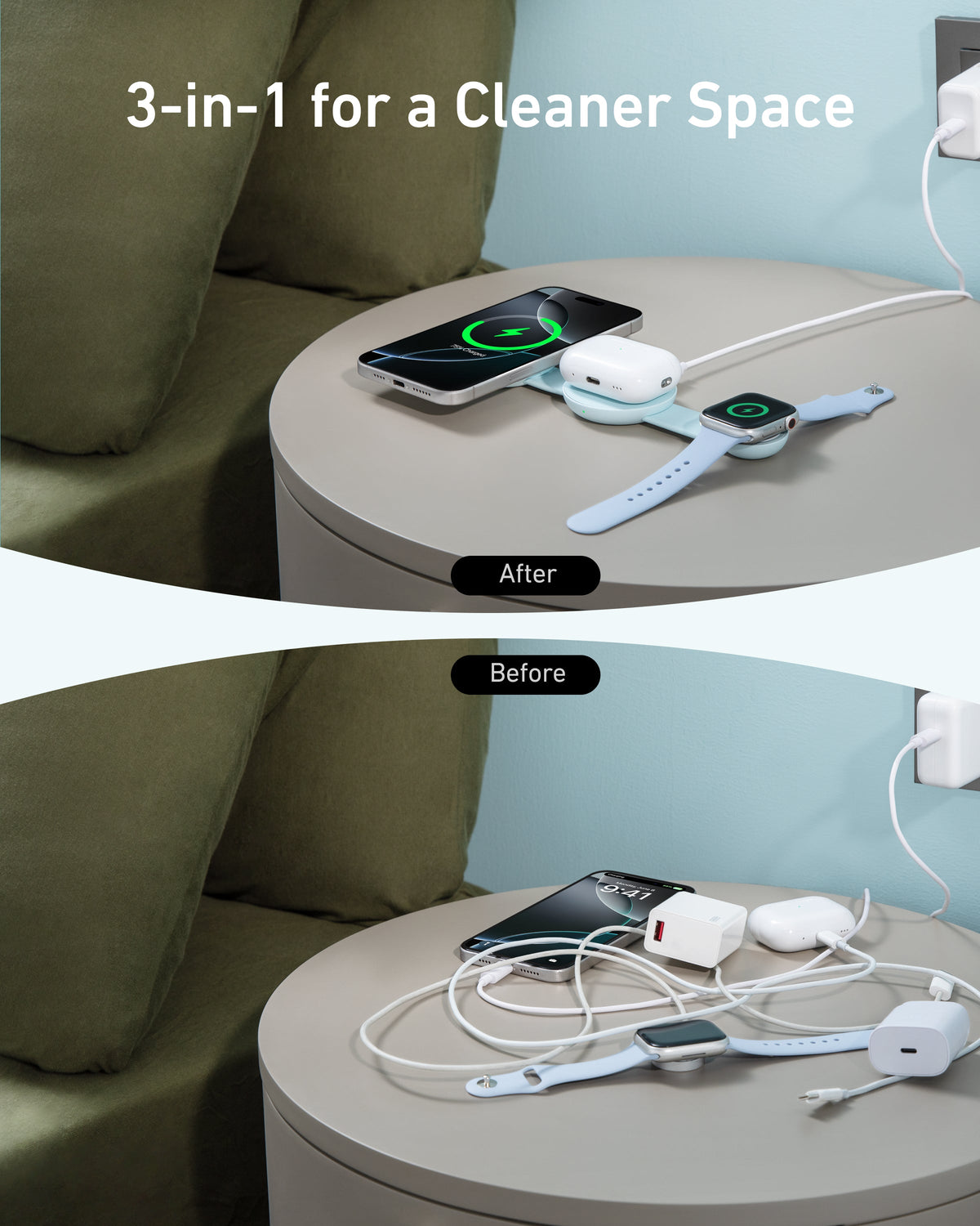 MagGo Wireless Charging Station (3-in-1, Foldable Pad) by Anker
