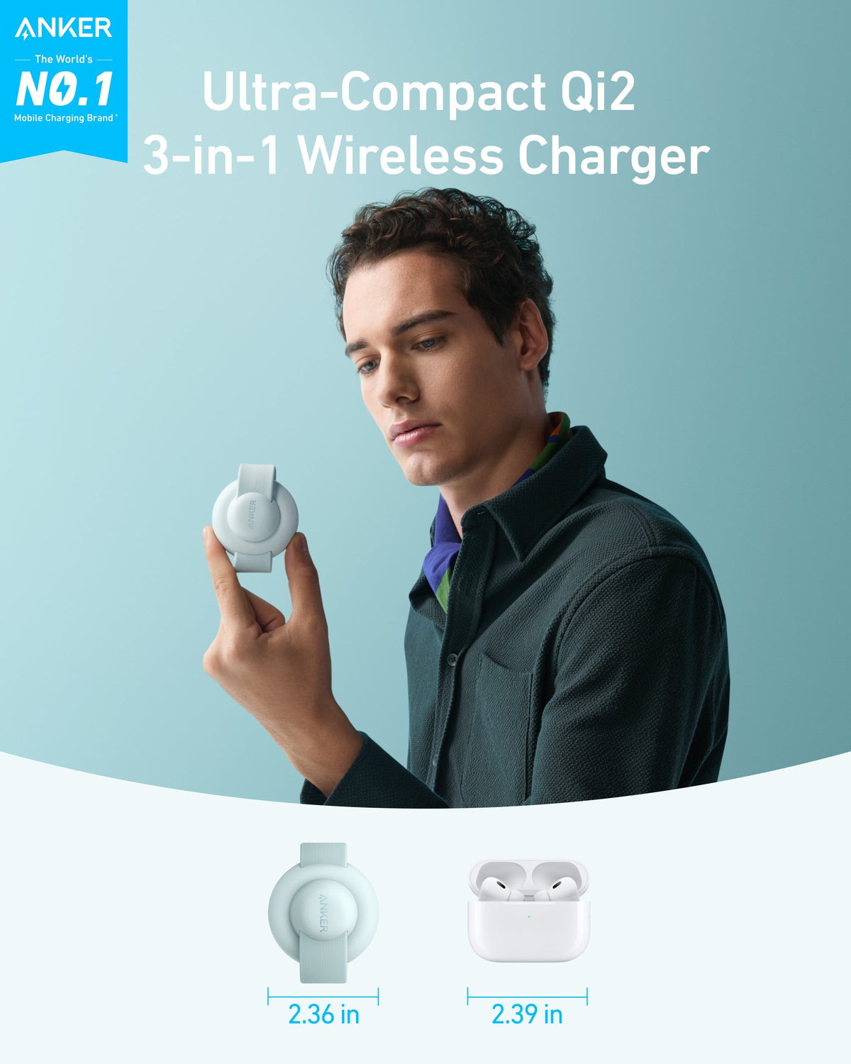 MagGo Wireless Charging Station (3-in-1, Foldable Pad) by Anker