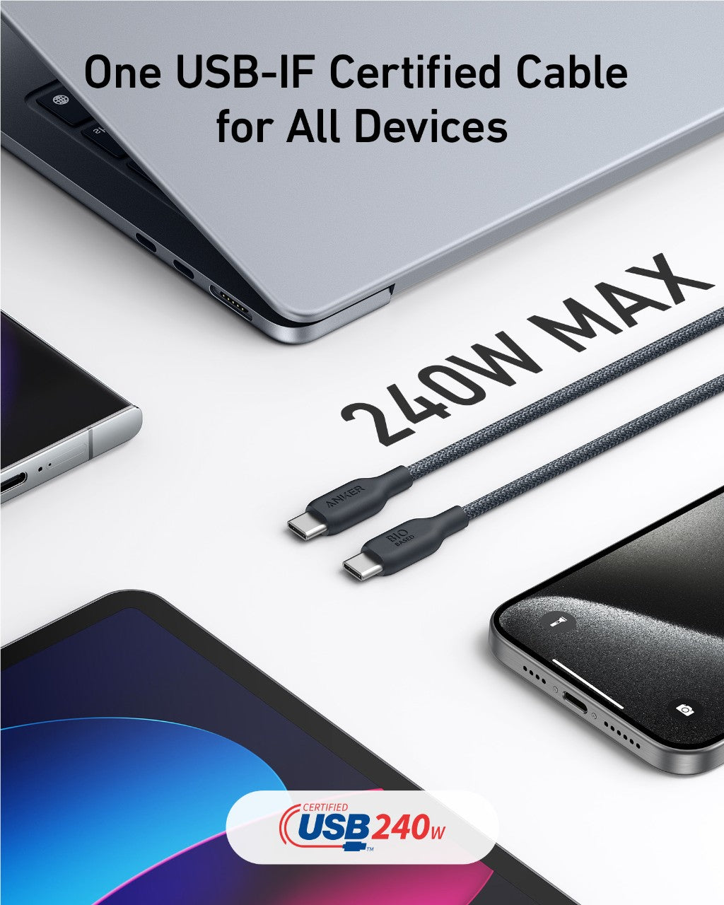 USB C to USB C Cable (240W, 10 ft) by Anker