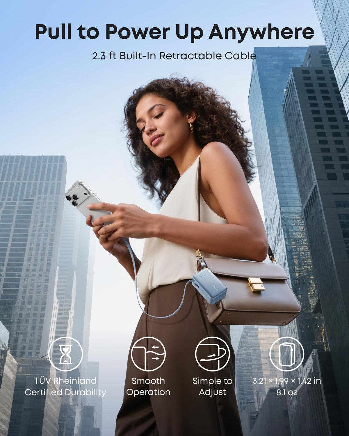 Nano Power Bank (10K, 45W, Built-In Retractable USB-C Cable) by Anker