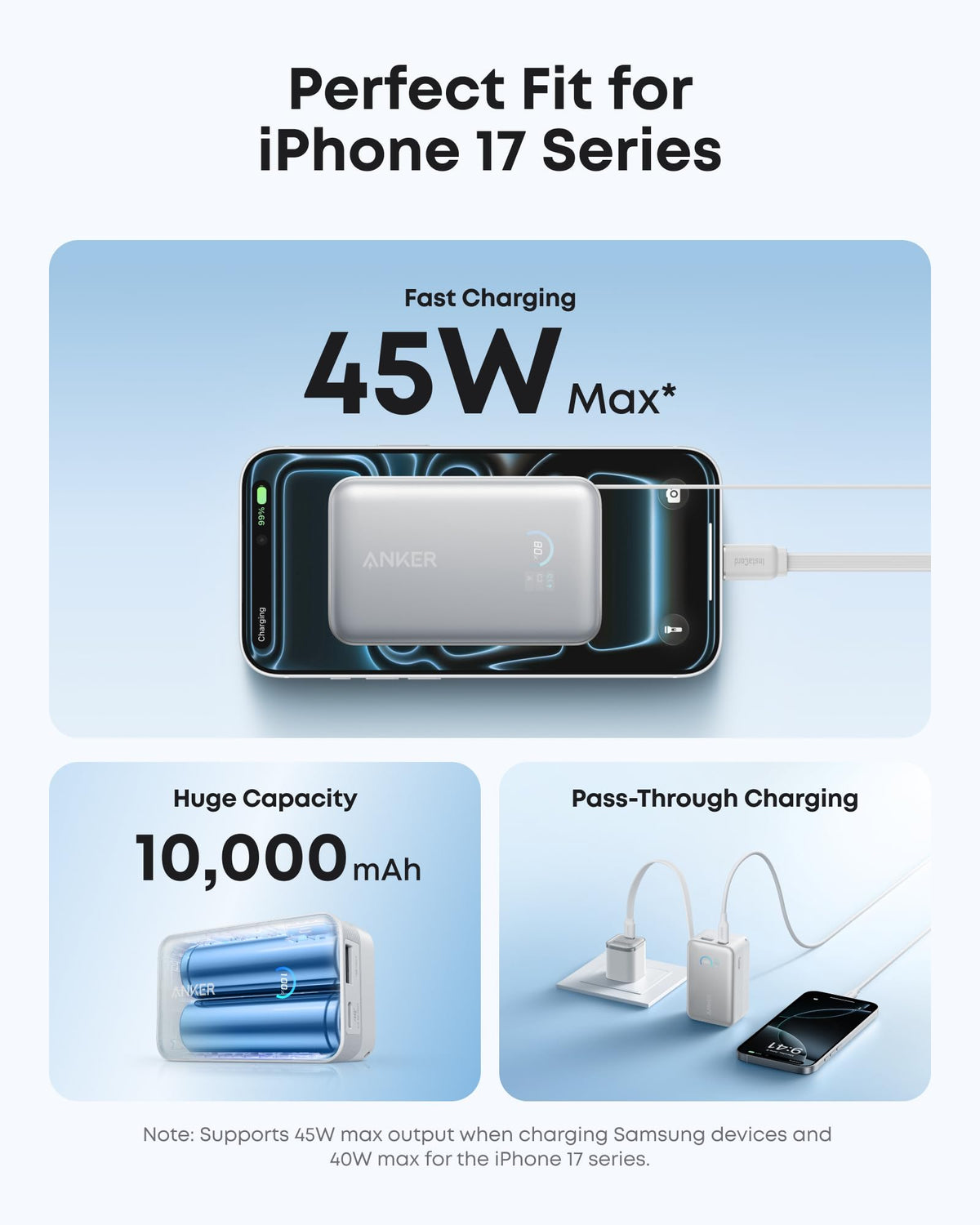 Nano Power Bank (10K, 45W, Built-In Retractable USB-C Cable) by Anker