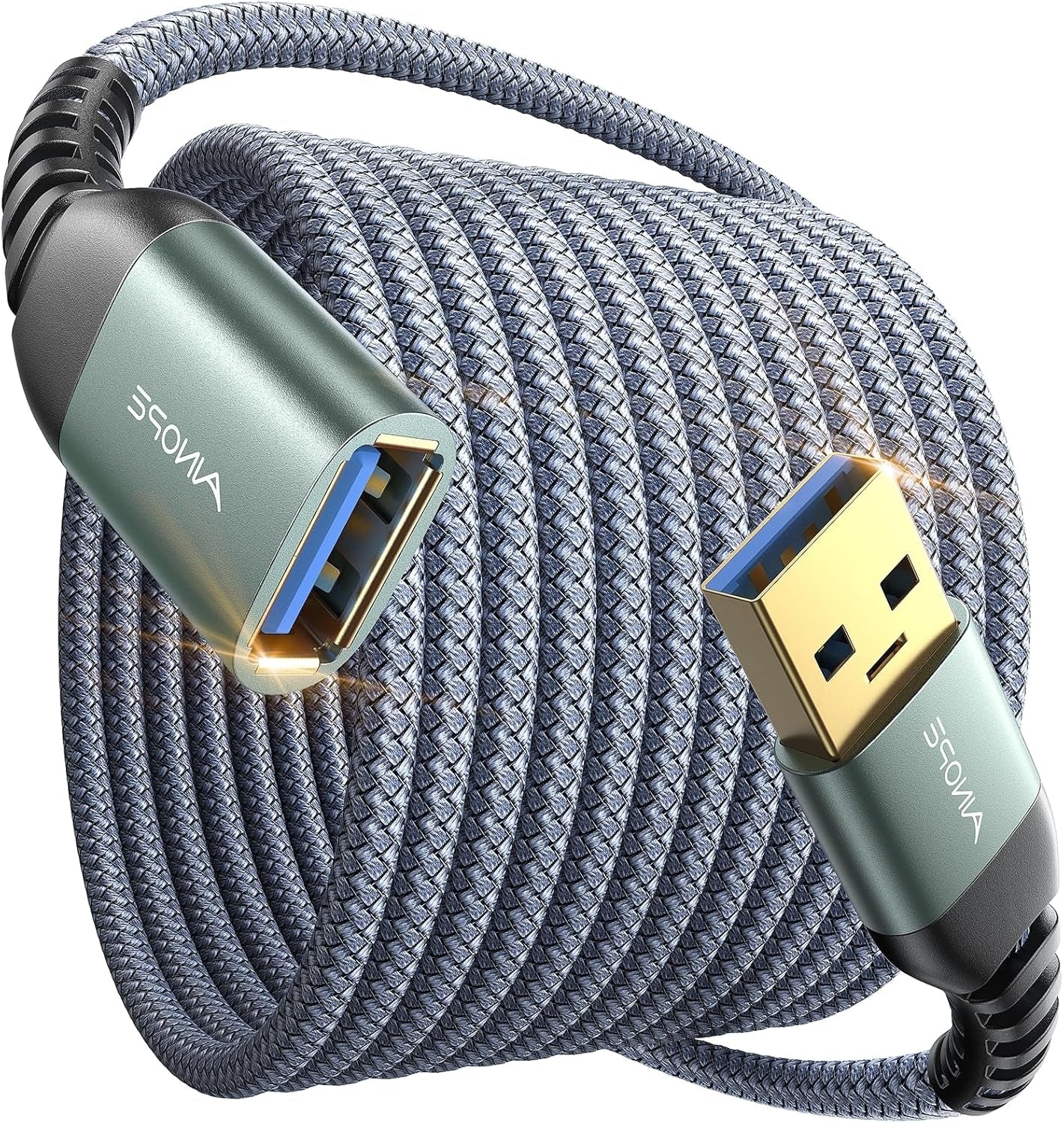 USB Extension Cable 10FT USB 3.0 Extender Male to Female Cord Grey
